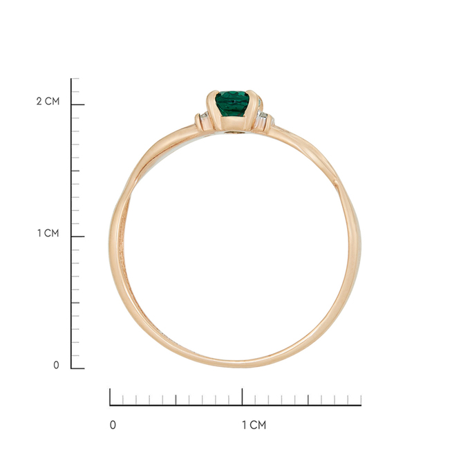 Кольцо из золота 585 пробы c бриллиантами и синтетическим изумрудом, Л 6300 5979 за 16400