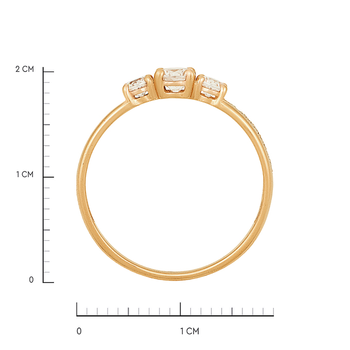 Кольцо из золота 585 пробы c фианитами
