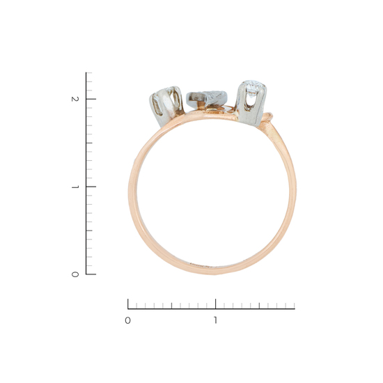 Кольцо из комбинированного золота 585 пробы c 3 бриллиантами, Л54050073 за 35920