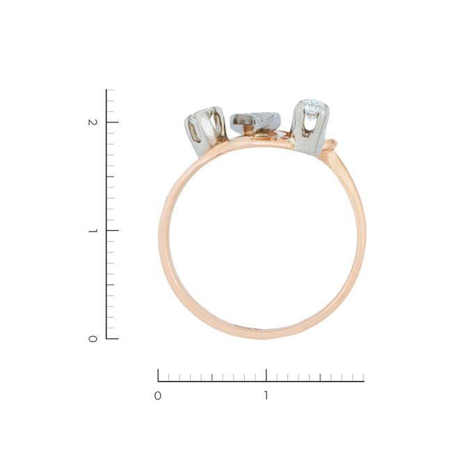 Кольцо из комбинированного золота 585 пробы c 3 бриллиантами, Л 5405 0073 за 35920