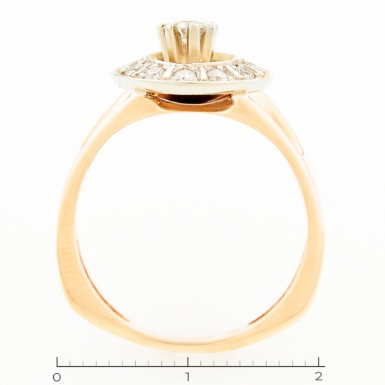 Кольцо из комбинированного золота 585 пробы c 13 бриллиантами, Л19055754 за 63000