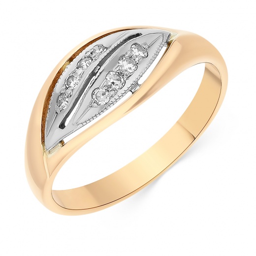 Кольцо из комбинированного золота 585 пробы c 8 упр. огр. бриллиантами 087250 фото 1