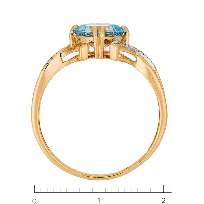 Кольцо из красного золота 585 пробы c 20 бриллиантами и 1 топазом, Л 6102 3674 за 17850