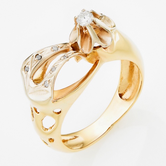 Кольцо из комбинированного золота 500 пробы c 7 бриллиантами, Л23135552 за 30730