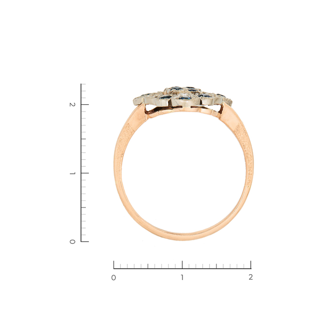 Кольцо из комбинированного золота 585 пробы c 14 сапфирами и 14 бриллиантами, Л 0808 4130 за 41930