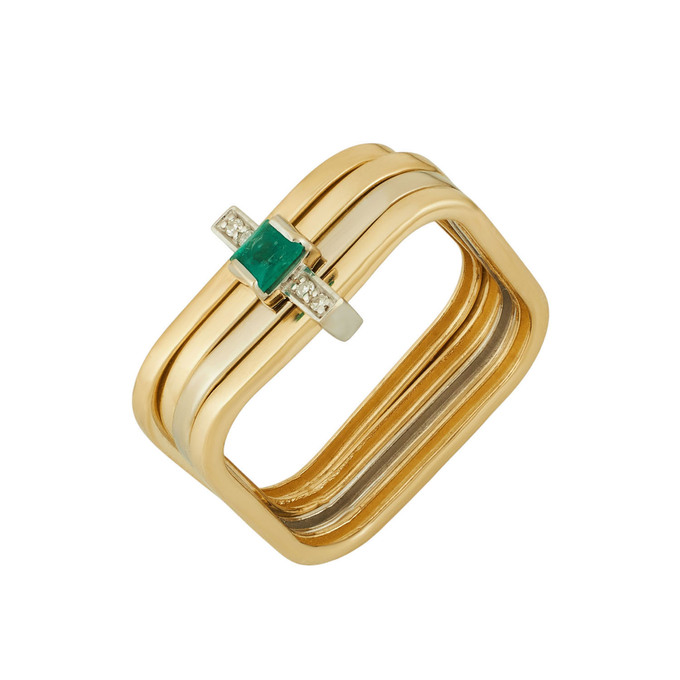 Кольцо из золота 585 пробы c изумрудом и бриллиантами, Л 4306 7064 за 70320