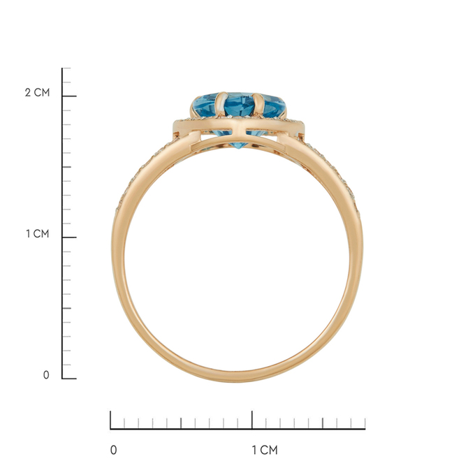 Кольцо из золота 585 пробы c топазом и фианитами, Л 0515 1445 за 21600