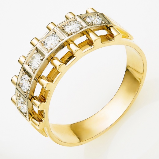 Кольцо из комбинированного золота 750 пробы c 6 бриллиантами Л45060415 фото 1