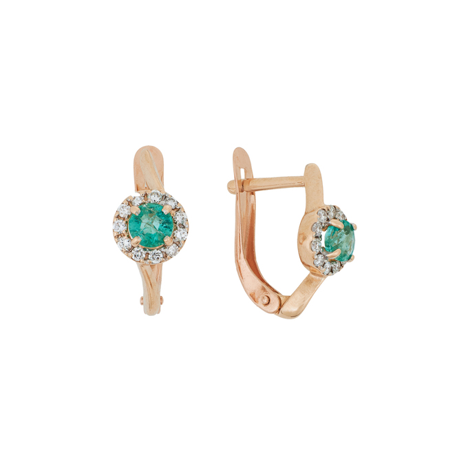 Серьги из золота 585 пробы c изумрудами и бриллиантами, Л 5207 7301 за 35920