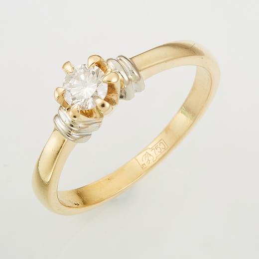 Кольцо из комбинированного золота 750 пробы c 1 бриллиантом Л18098464 фото 1