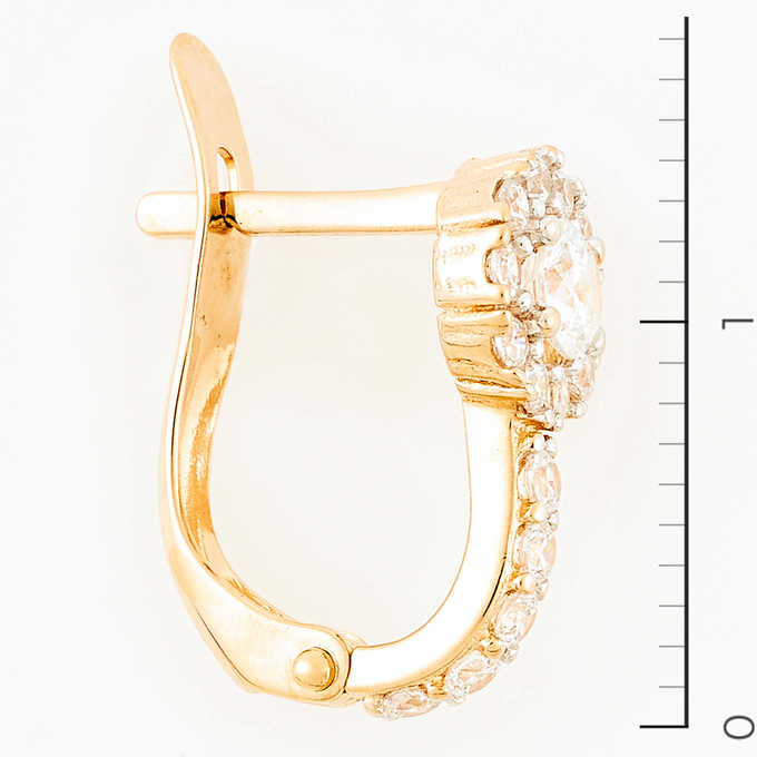 Серьги из красного золота 585 пробы c фианитами