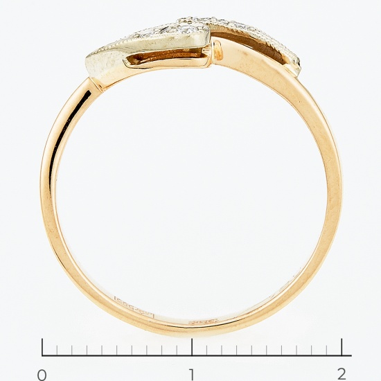 Кольцо из комбинированного золота 585 пробы c 4 бриллиантами, Л19105110 за 13500