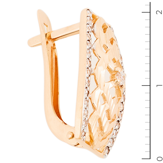 Серьги из красного золота 585 пробы c фианитами