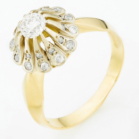Кольцо из комбинированного золота 750 пробы c 25 бриллиантами