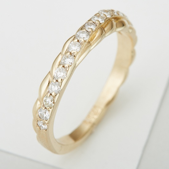 Кольцо из желтого золота 585 пробы c 15 бриллиантами, Л66006371 за 13400