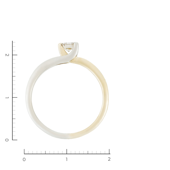 Кольцо из комбинированного золота 585 пробы c 1 бриллиантом, Л20103838 за 30800