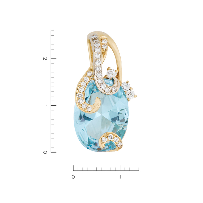 Подвеска из желтого золота 585 пробы c 29 бриллиантами и 1 топазом, Л 2809 5089 за 42900