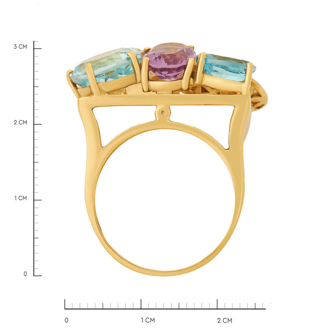Кольцо из золота 750 пробы c топазами, цитрином, аметистами и культивированным жемчугом, Л 5402 9478 за 147000