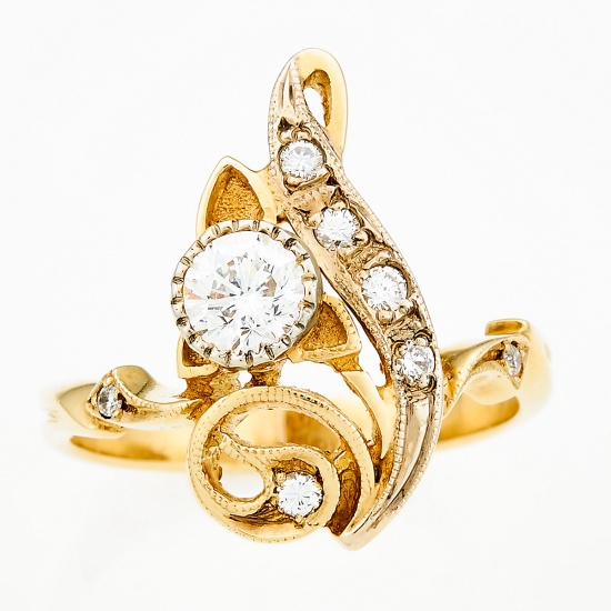 Кольцо из комбинированного золота 585 пробы c 8 бриллиантами, Л47053644 за 127960