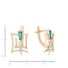 Серьги из комбинированного золота 585 пробы c 6 бриллиантами и 2 синт. изумрудами