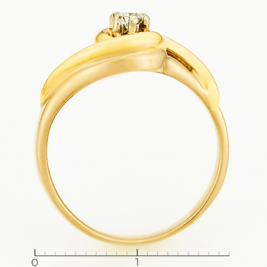 Кольцо из комбинированного золота 750 пробы c 1 бриллиантом, Л23132741 за 33950