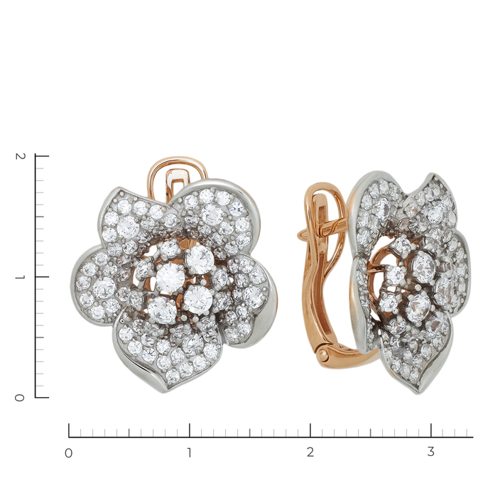 Серьги из золота 585 пробы c 156 фианитами