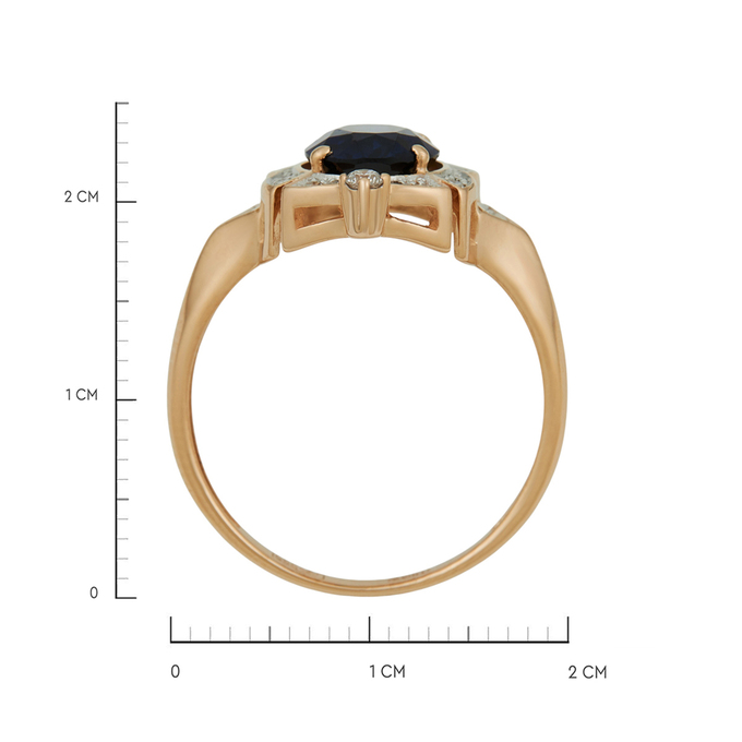 Кольцо из золота 585 пробы c бриллиантами и синтетическим сапфиром, Л 3706 4518 за 54400