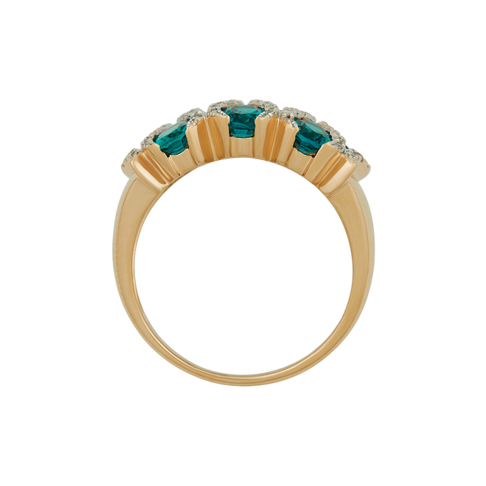 Кольцо из золота 585 пробы c бриллиантами и синтетическими изумрудами, Л 6602 2211 за 74400