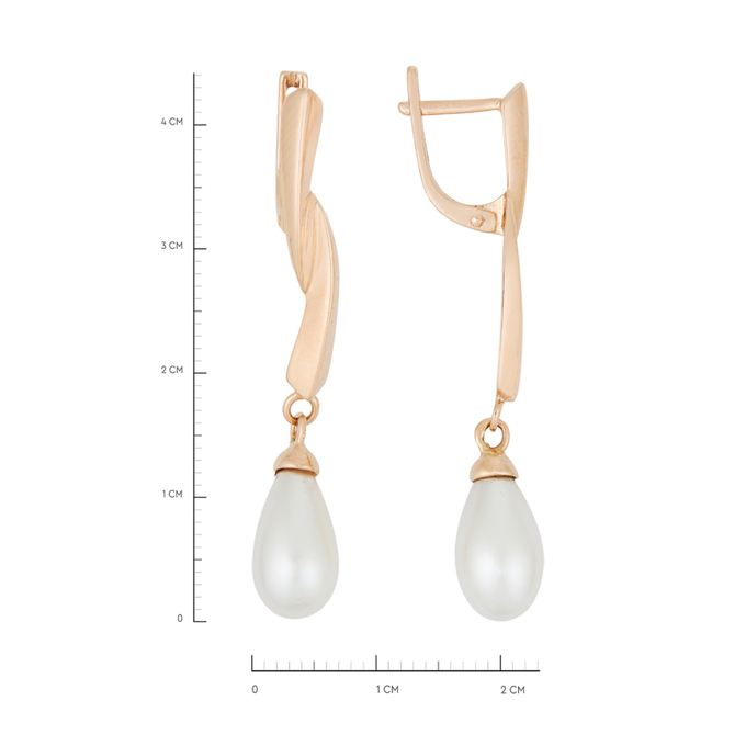 Серьги из золота 585 пробы c 2 культ. жемчугами, Л 4507 7949 за 51760
