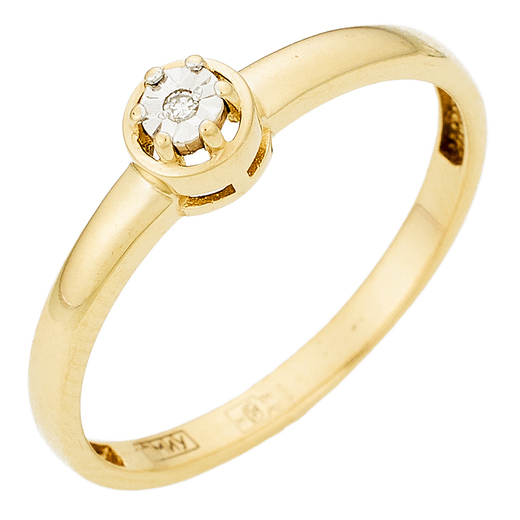 Кольцо из комбинированного золота 585 пробы c 1 бриллиантом Л39104166 фото 1