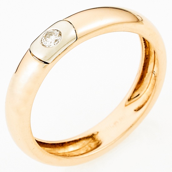 Кольцо из комбинированного золота 585 пробы c 1 бриллиантом, Л41061662 за 11700