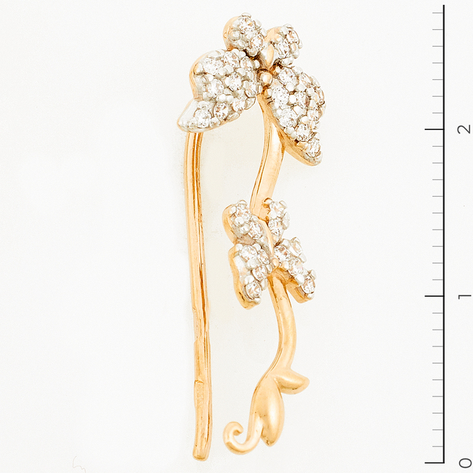 Серьги из красного золота 585 пробы c фианитами