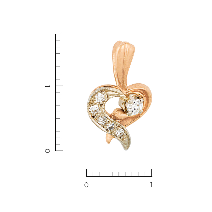 Подвеска из комбинированного золота 583 пробы c 6 бриллиантами, Л 6102 4393 за 22750