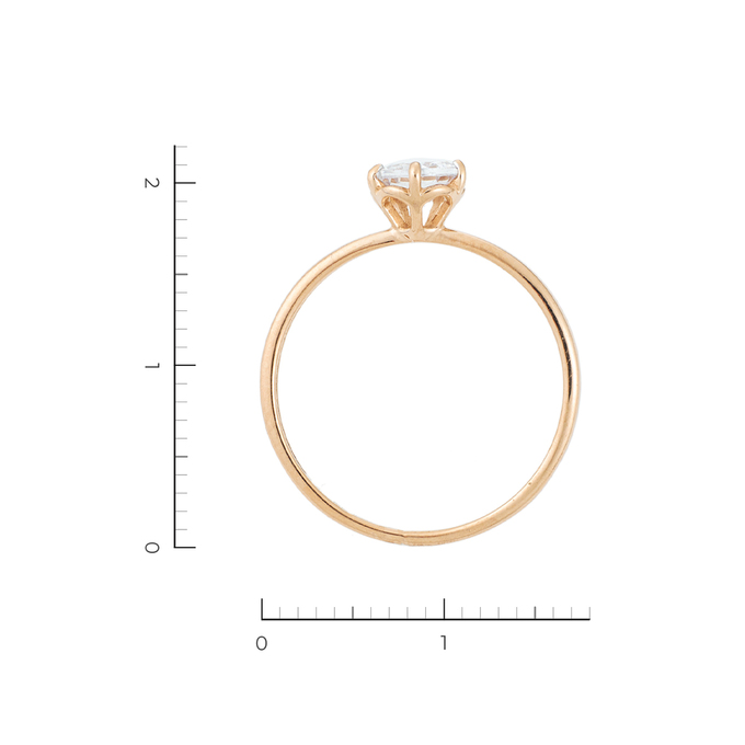 Кольцо из красного золота 585 пробы c 1 фианитом, Л 7000 7637 за 7630