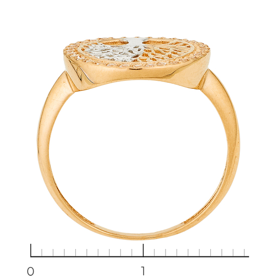 Кольцо из комбинированного золота 585 пробы c фианитами, Л57031465 за 10150