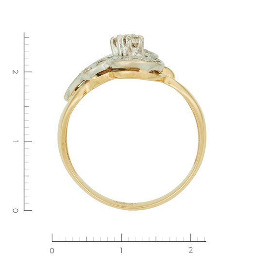 Кольцо из комбинированного золота 585 пробы c 14 бриллиантами, Л62014382 за 36050