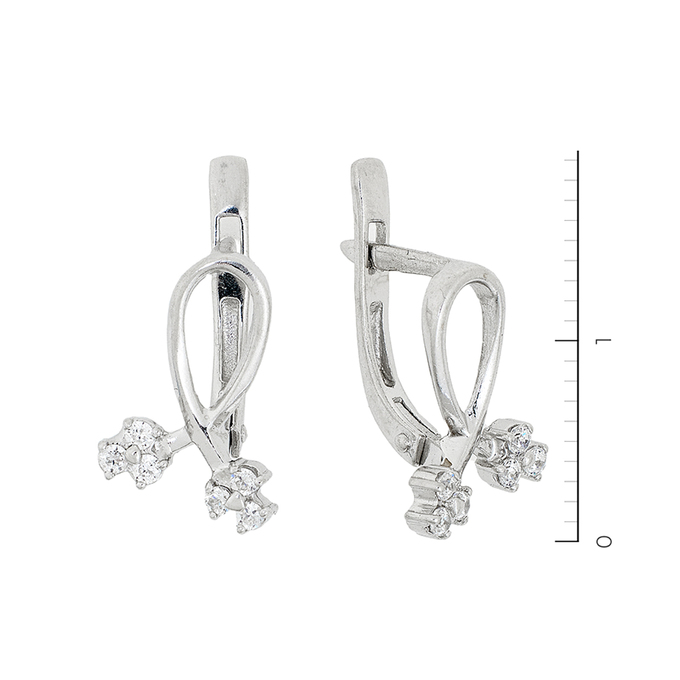 Серьги из белого золота 585 пробы c фианитами