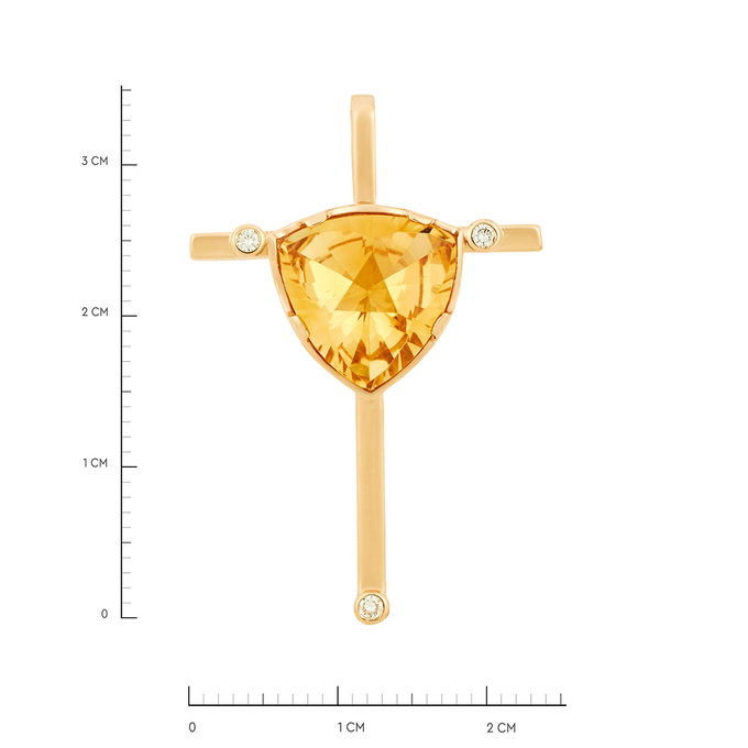 Подвеска из золота 585 пробы c цитрином и бриллиантами