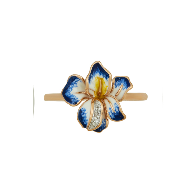 Кольцо из золота 585 пробы c бриллиантами и эмалью, Л 3208 6505 за 19530