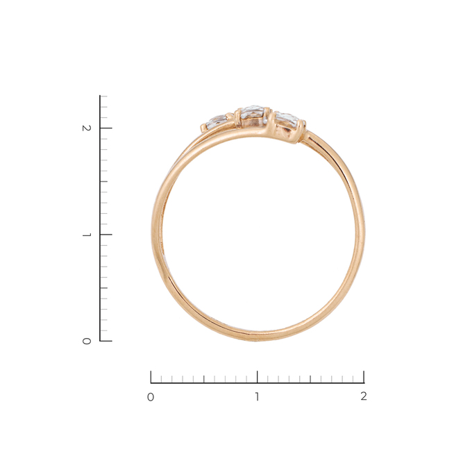 Кольцо из красного золота 585 пробы c 3 фианитами