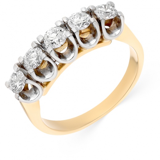 Кольцо из комбинированного золота 750 пробы c 5 бриллиантами 015385 фото 1