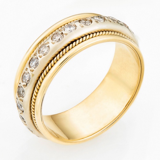 Кольцо из комбинированного золота 750 пробы c 26 бриллиантами Л09097592 фото 1