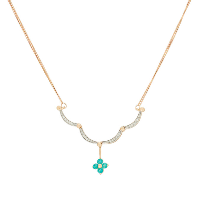 Колье из золота 585 пробы c изумрудами и бриллиантами, Л 1615 9225 за 79600