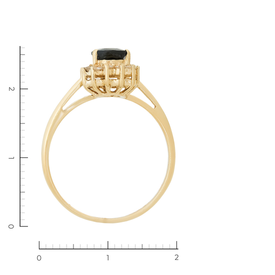 Кольцо из желтого золота 585 пробы c 13 бриллиантами и 1 сапфиром, Л28091285 за 47120