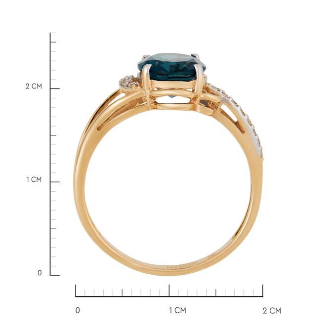 Кольцо из золота 585 пробы c топазом Лондон и фианитами, Л 5104 2346 за 24400