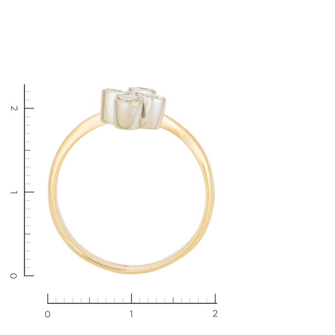 Кольцо из комбинированного золота 585 пробы c 4 бриллиантами, Л 1115 6604 за 29200