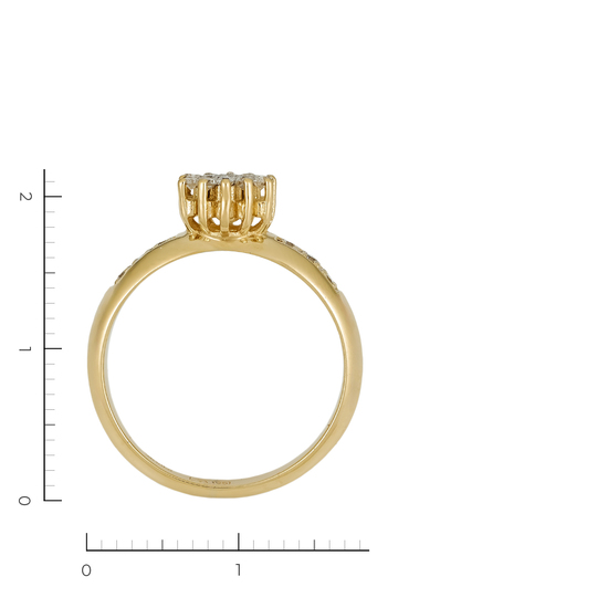 Кольцо из желтого золота 585 пробы c 25 бриллиантами, Л45073678 за 41200