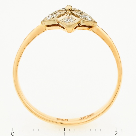 Кольцо из комбинированного золота 585 пробы c 4 бриллиантами, Л12078224 за 11375