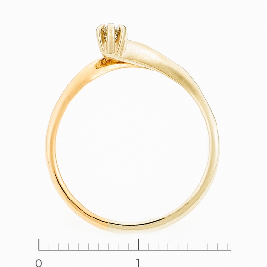 Кольцо из комбинированного золота 585 пробы c 1 бриллиантом, Л39101008 за 9950