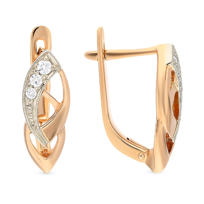 Серьги из золота 585 пробы c фианитами